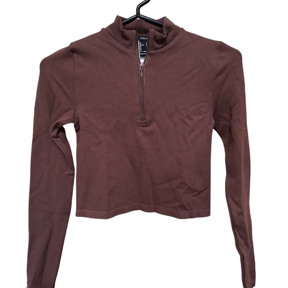 NWT Forever 21 Brown Knit Ribbed Long Sleeve Top - Picture 3 of 4
